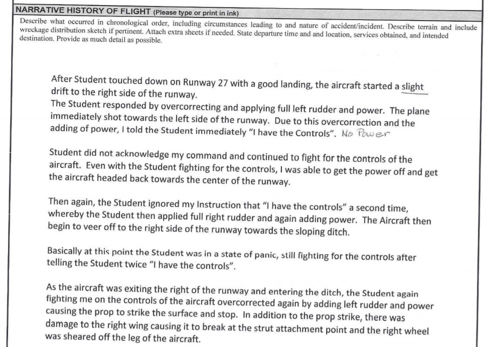 Kathryn's Report Loss of Control on Ground American Champion 7GCBC