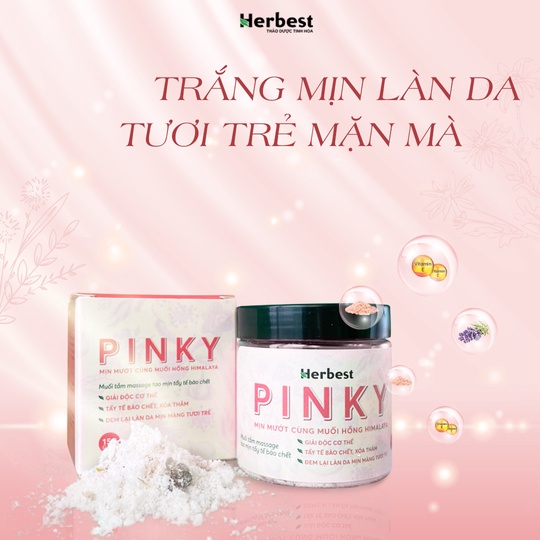 MUỐI TẮM TRẮNG DA PINKY 150G – HERBEST