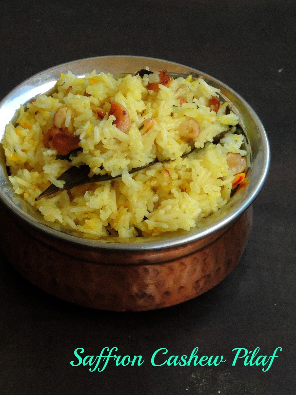 Priya's Versatile Recipes Vegan Saffron Cashew Pilaf