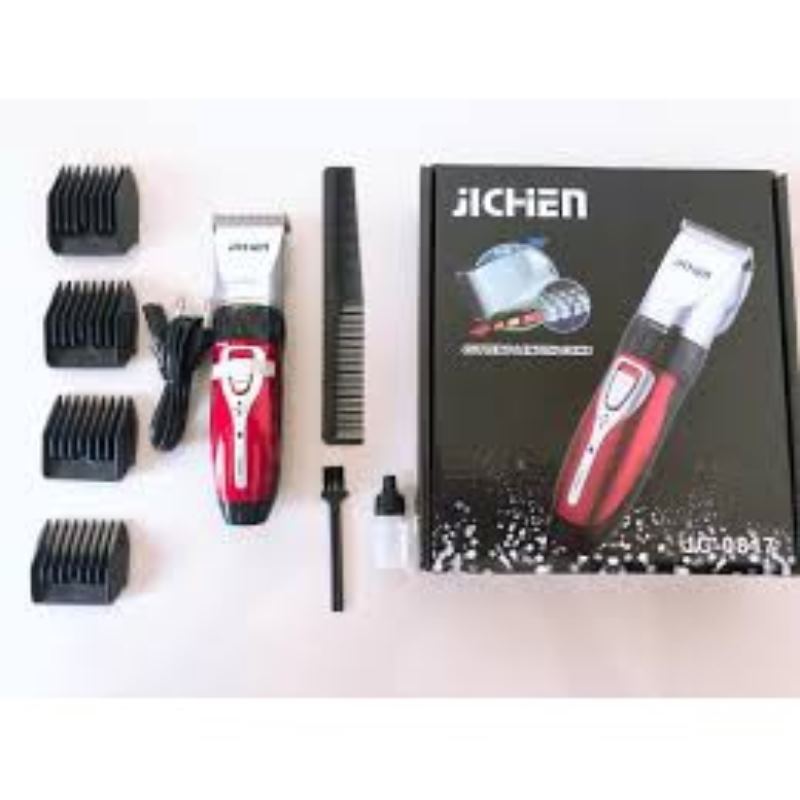 Bộ Tông đơ cắt tóc gia đình Jichen 0817 pin sử dụng cực khỏe, tặng kèm 4 cữ thêm 1c kéo cắt + 1c kéo tỉa  – Bảo hành chính hãng 6 Tháng