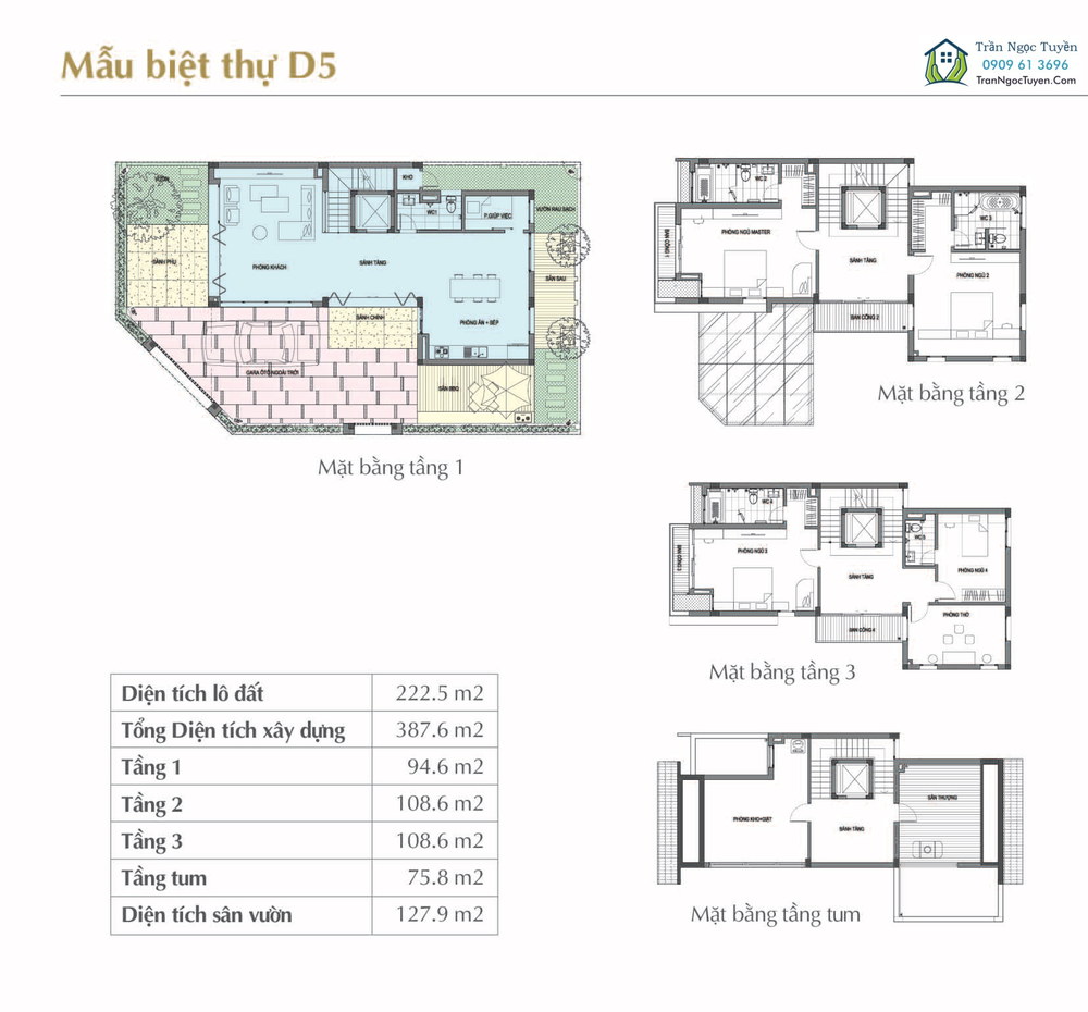 Sol Lake Villa Nam Cường mẫu lô góc D5-222.5m2