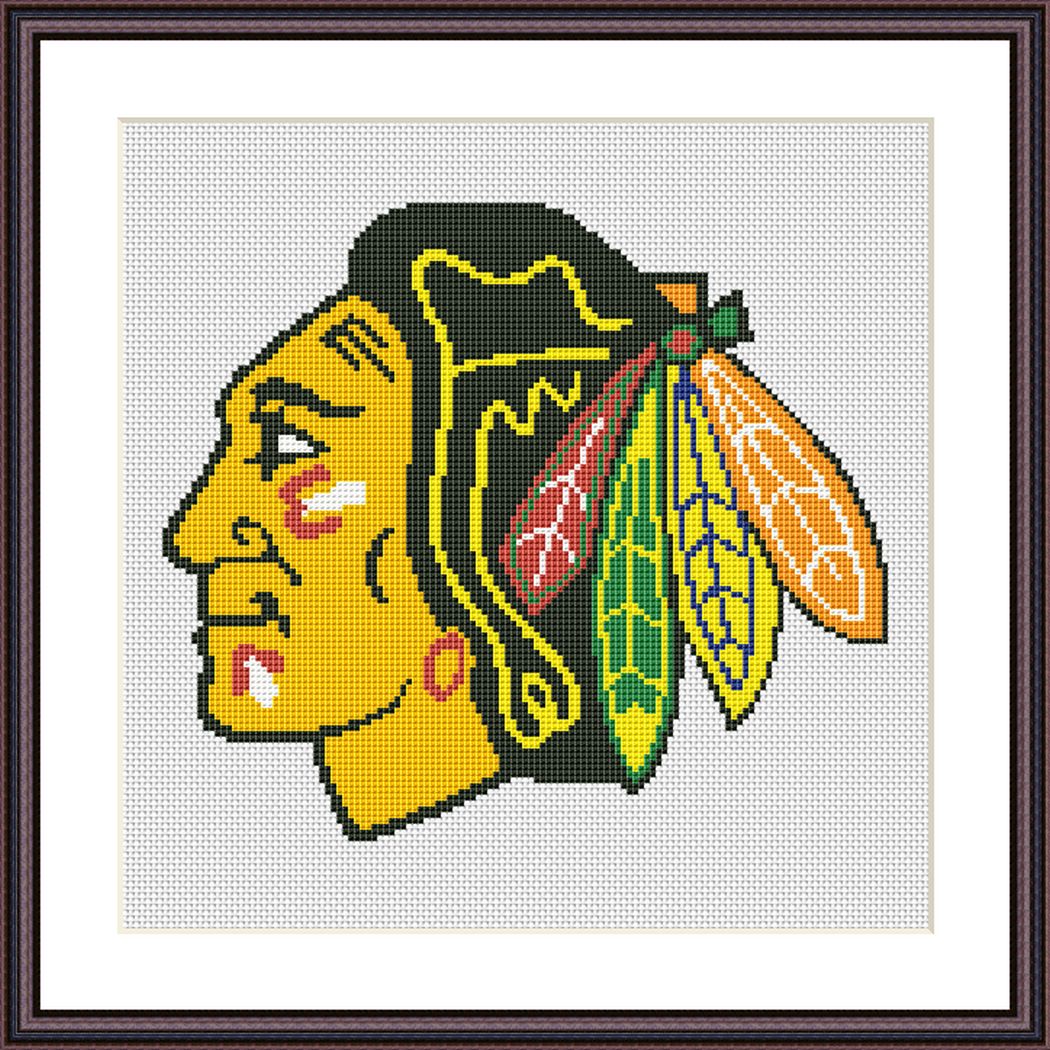 Tango Stitch easy cross stitch designs Chicago blackhawks logo X