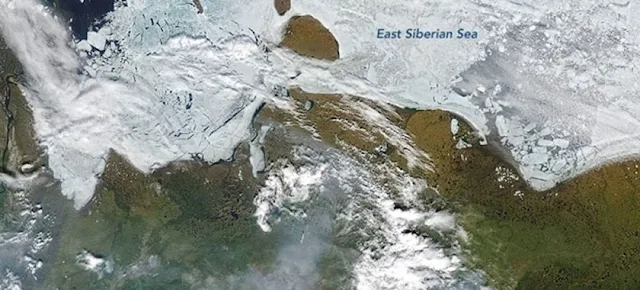 Satellite image of fires in Siberia.