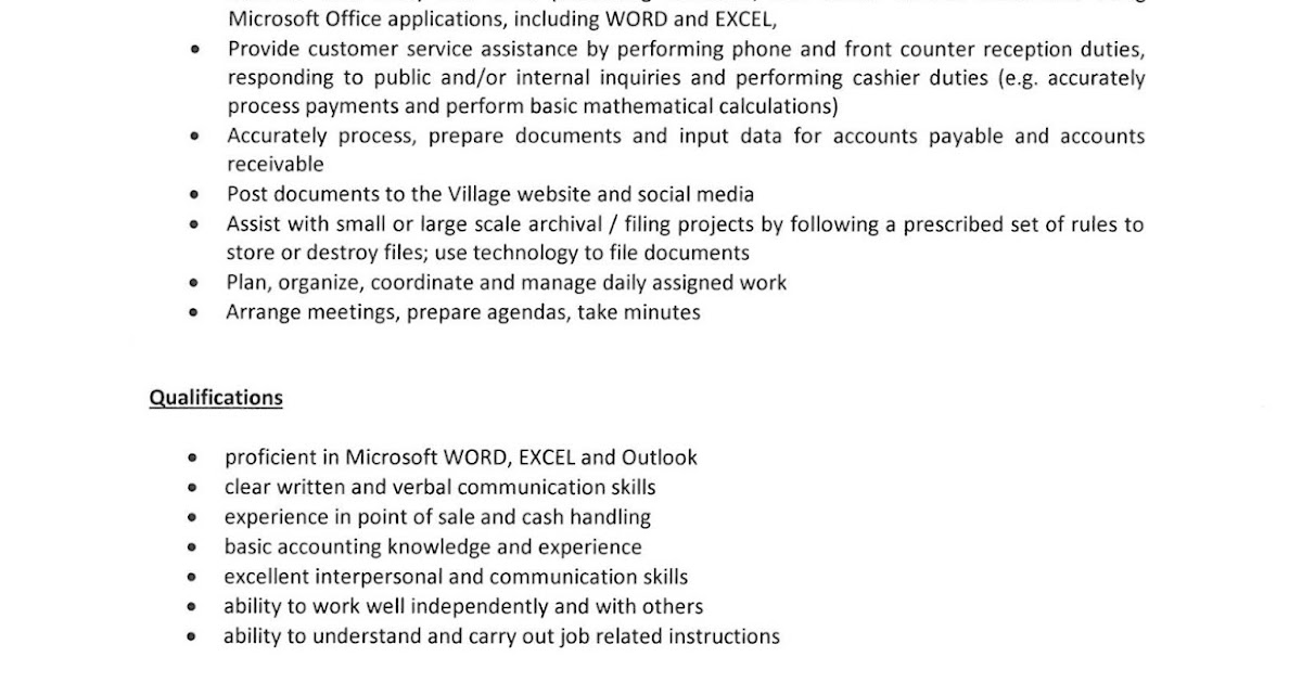 Tahsis Living Employment opportunity at village office