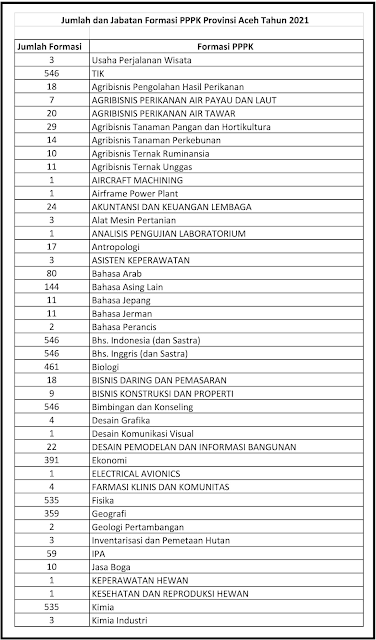 Formasi P3k Provinsi Aceh Tahun 2021 Update Masbabal Com