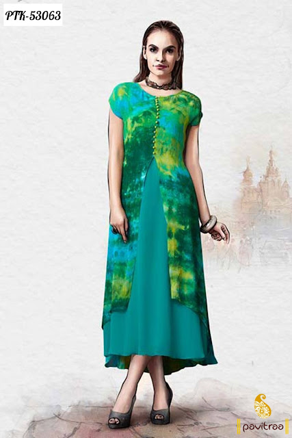 green color georgette stylish latest fashion designer anarkali kurti for modern women online shopping collection