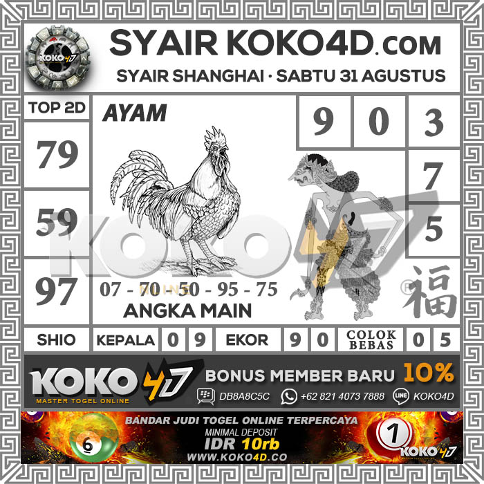 Prediksi Syair Shanghai Hari Sabtu Tanggal 31 Agustus 2019 Situs Cara