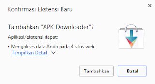 Konfirmasi Ekstensi Apk Downloader
