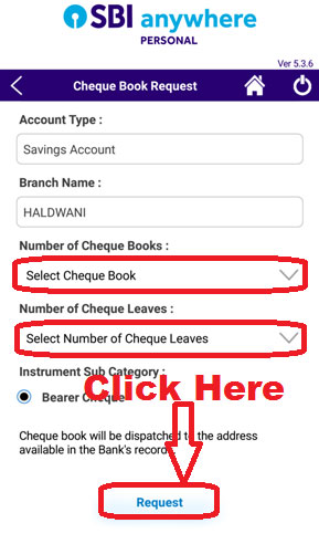 how to apply request for cheque book in sbi online in hindi