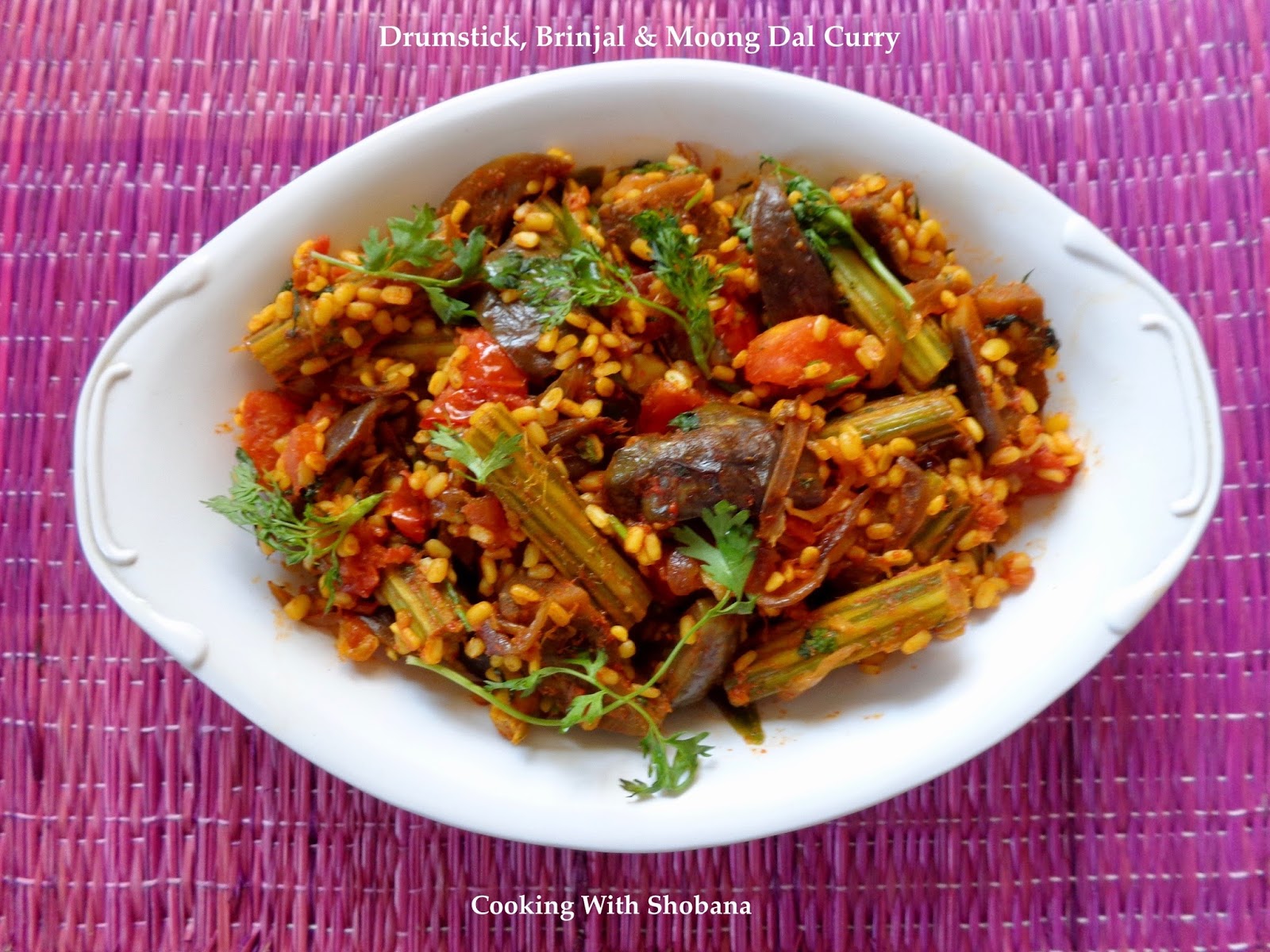 Cooking With Shobana DRUMSTICK, BRINJAL & MOONG DAL CURRY