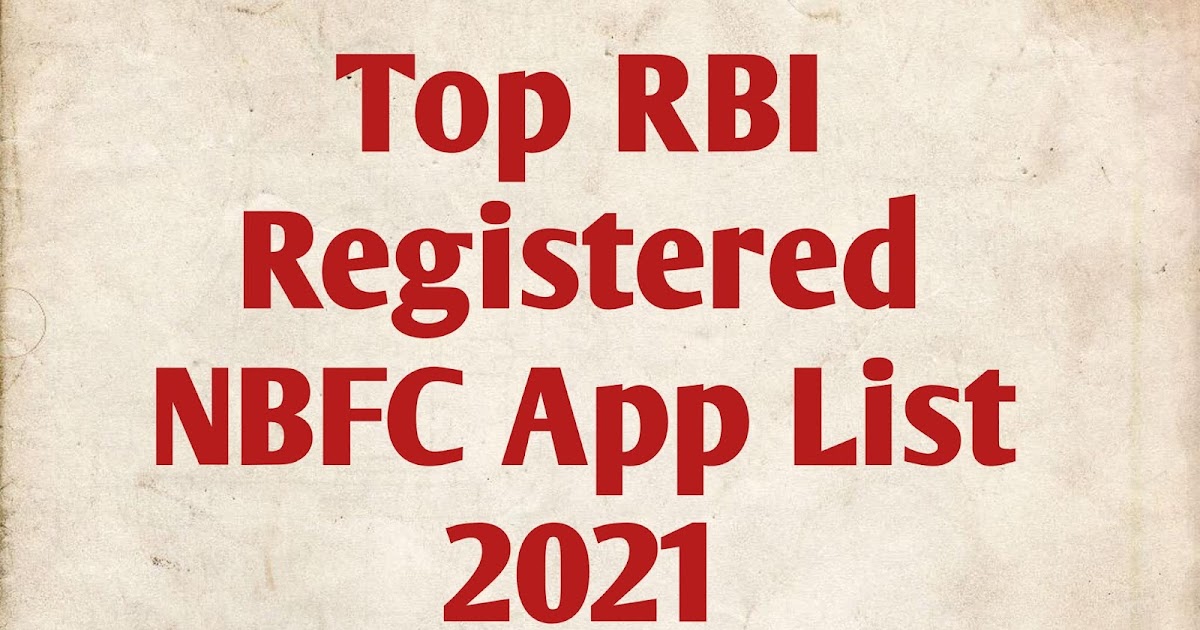 Top RBI Register NBFC Loan App List