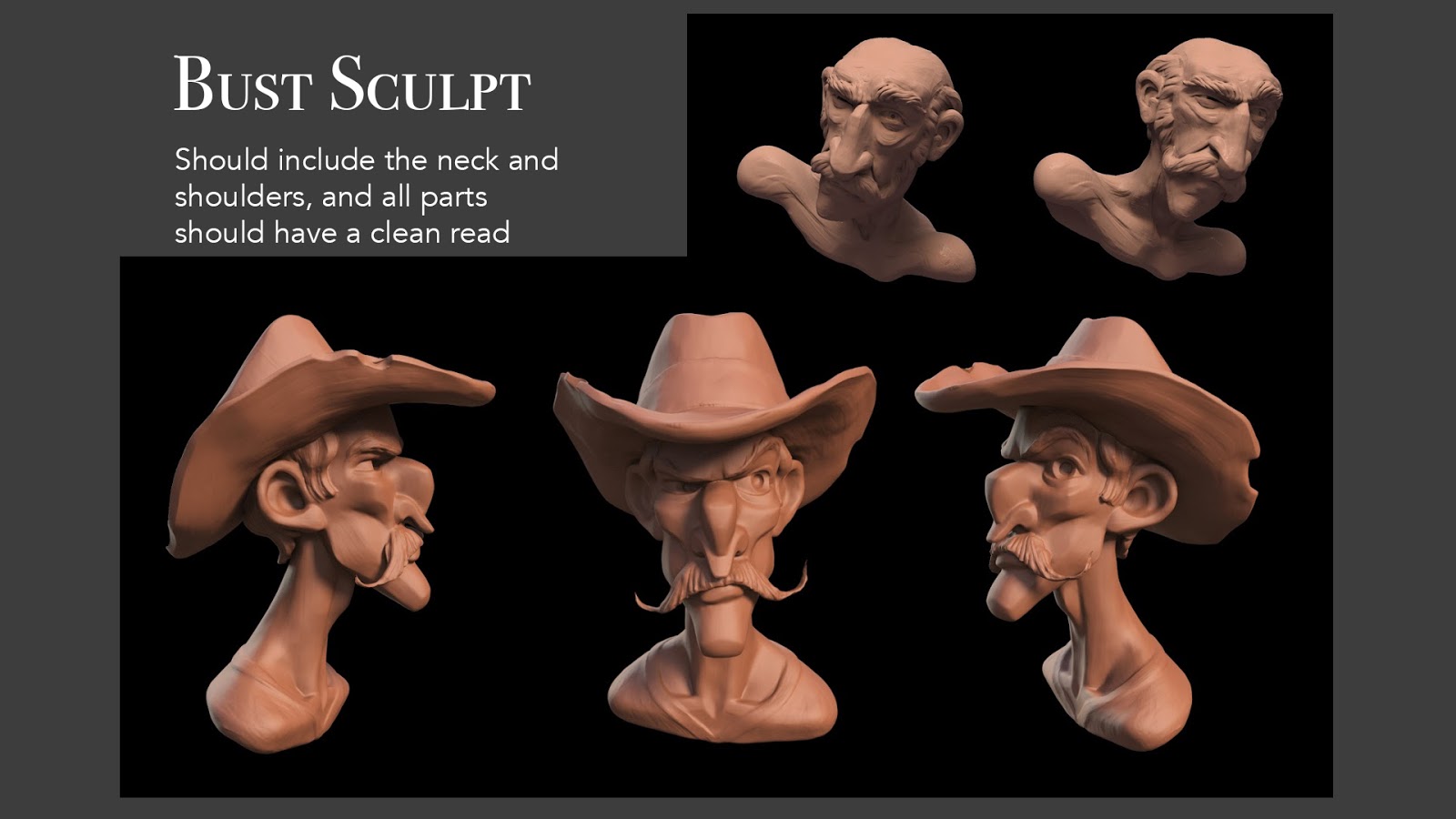 Digital Sculpting Class Bust assignment examples