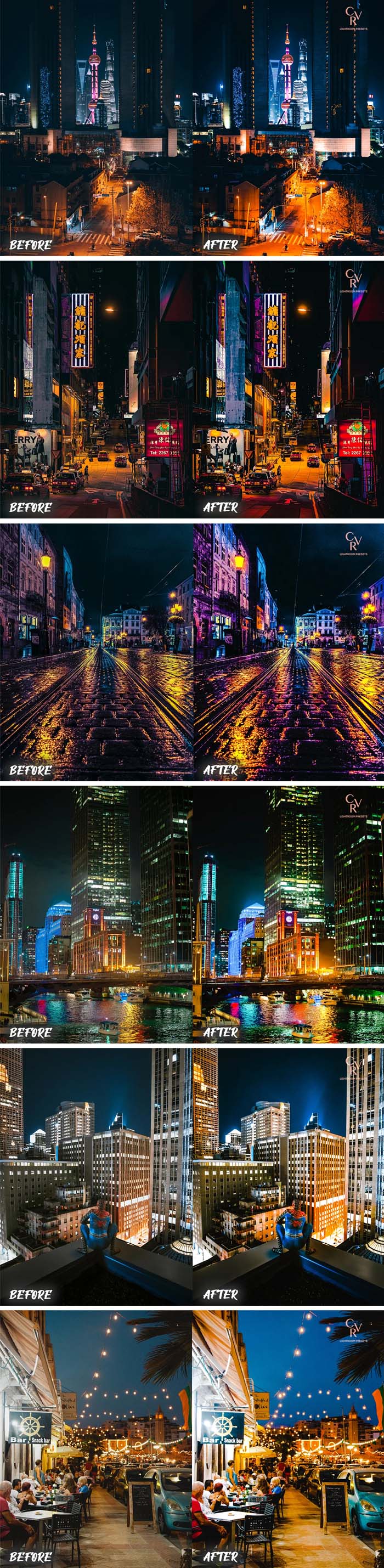 6 Night City Lightroom Presets