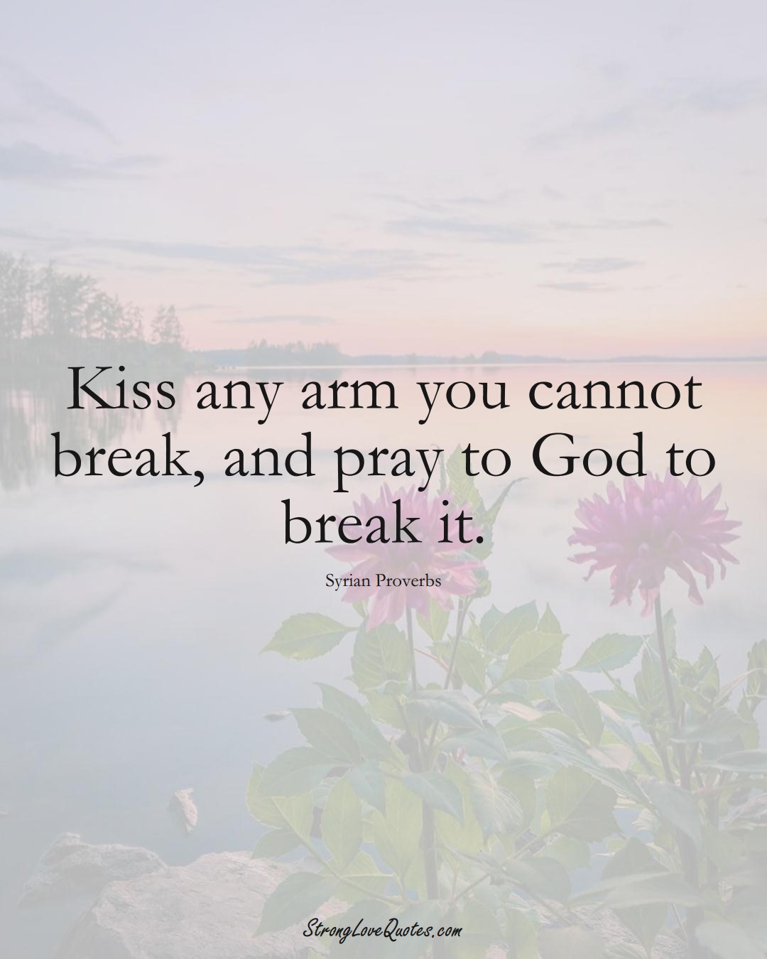 Kiss any arm you cannot break, and pray to God to break it. (Syrian Sayings);  #MiddleEasternSayings