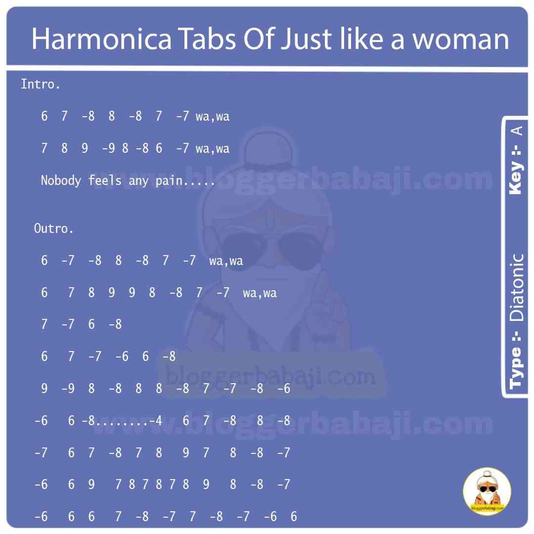 Harmonica Tabs Of Just like a woman