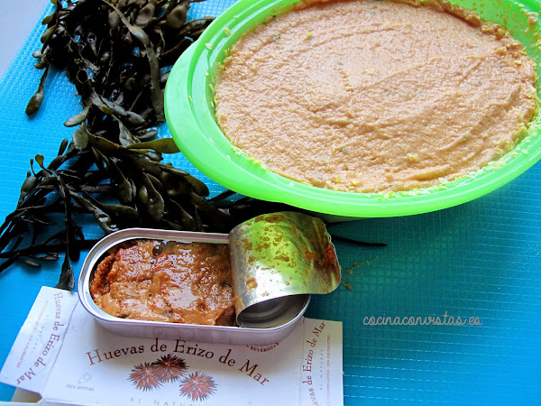 Pastel de Salmonetes(en microondas) con salsa de Erizos de Mar