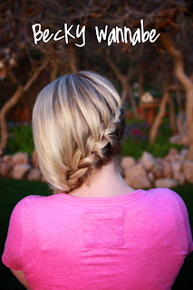 Twist Me Pretty's Abby Smith provides a detailed guide on how to create this gorgeous hairstyle, in her book The Ultimate Hairstyle Handbook. Becky Wannabe.