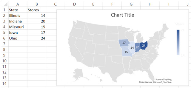 كيفية إنشاء مخطط خريطة جغرافية في Microsoft Excel