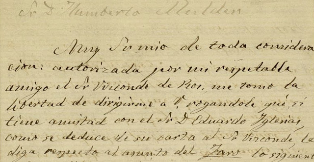 Fragmento de la carta que enva a Humberto Mulder en mayo de 1888