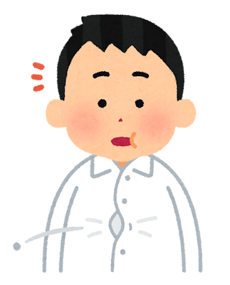 ボタンが飛んでいるイラスト(肥満)