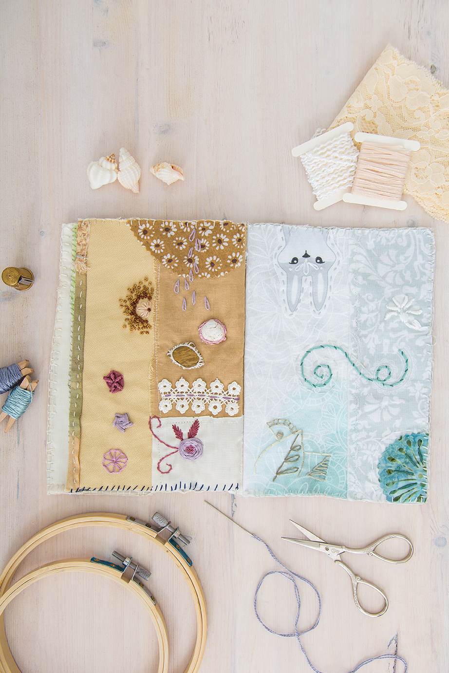 little dear tracks Doodle Stitching a Fabric Scrapbook