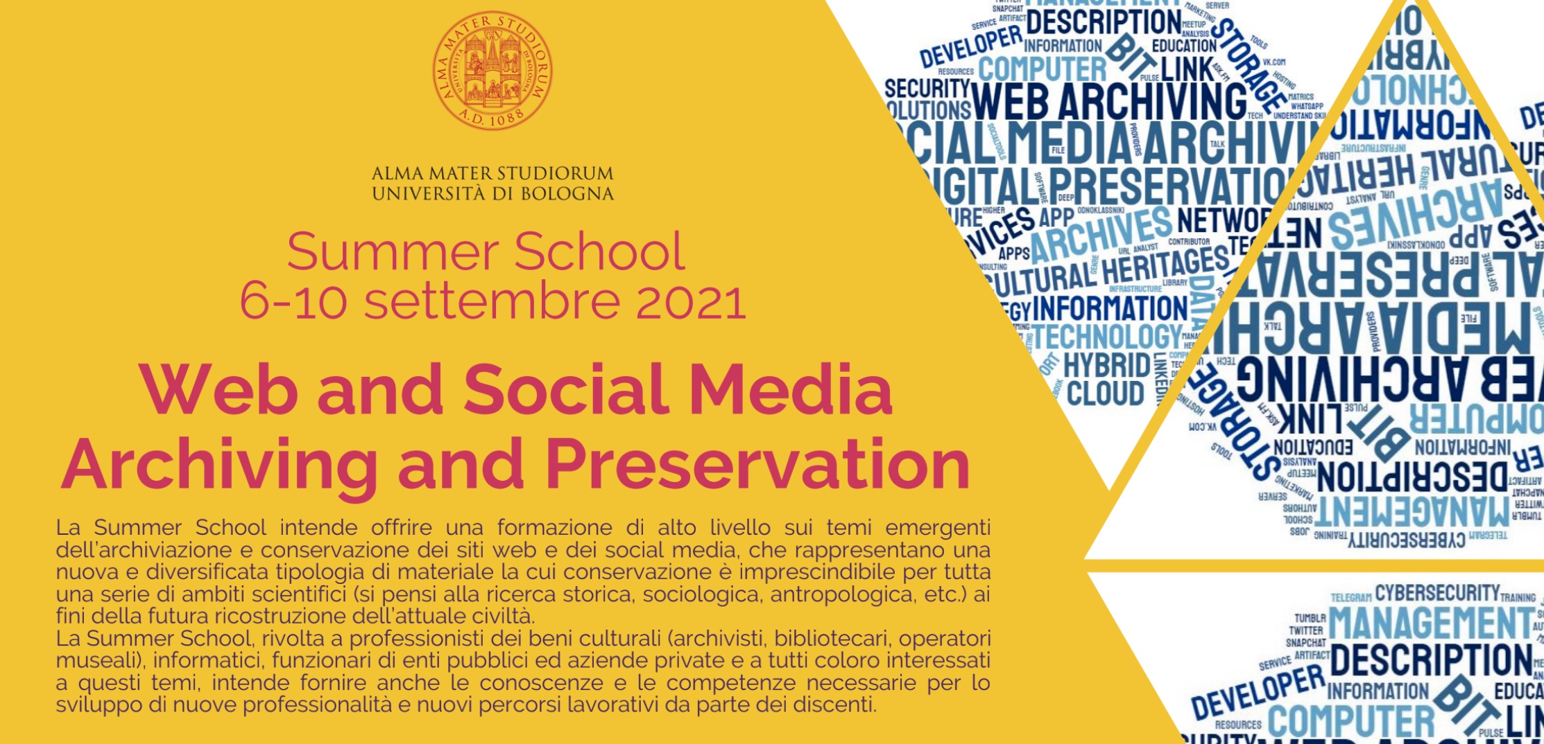 A Bologna la nuova summer school in web and social media archiving: i temi del mio intervento