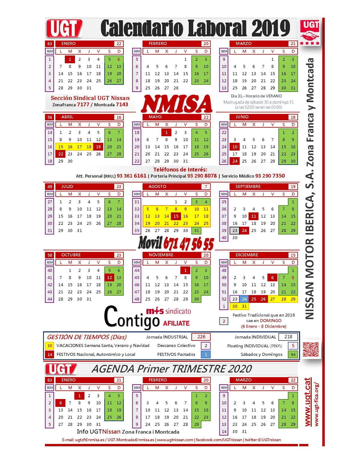 CALENDARIO LABORAL NISSAN 2019