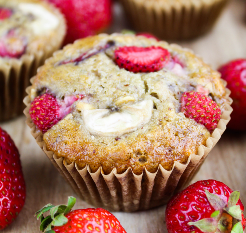 Muffins de fresa y plátano.