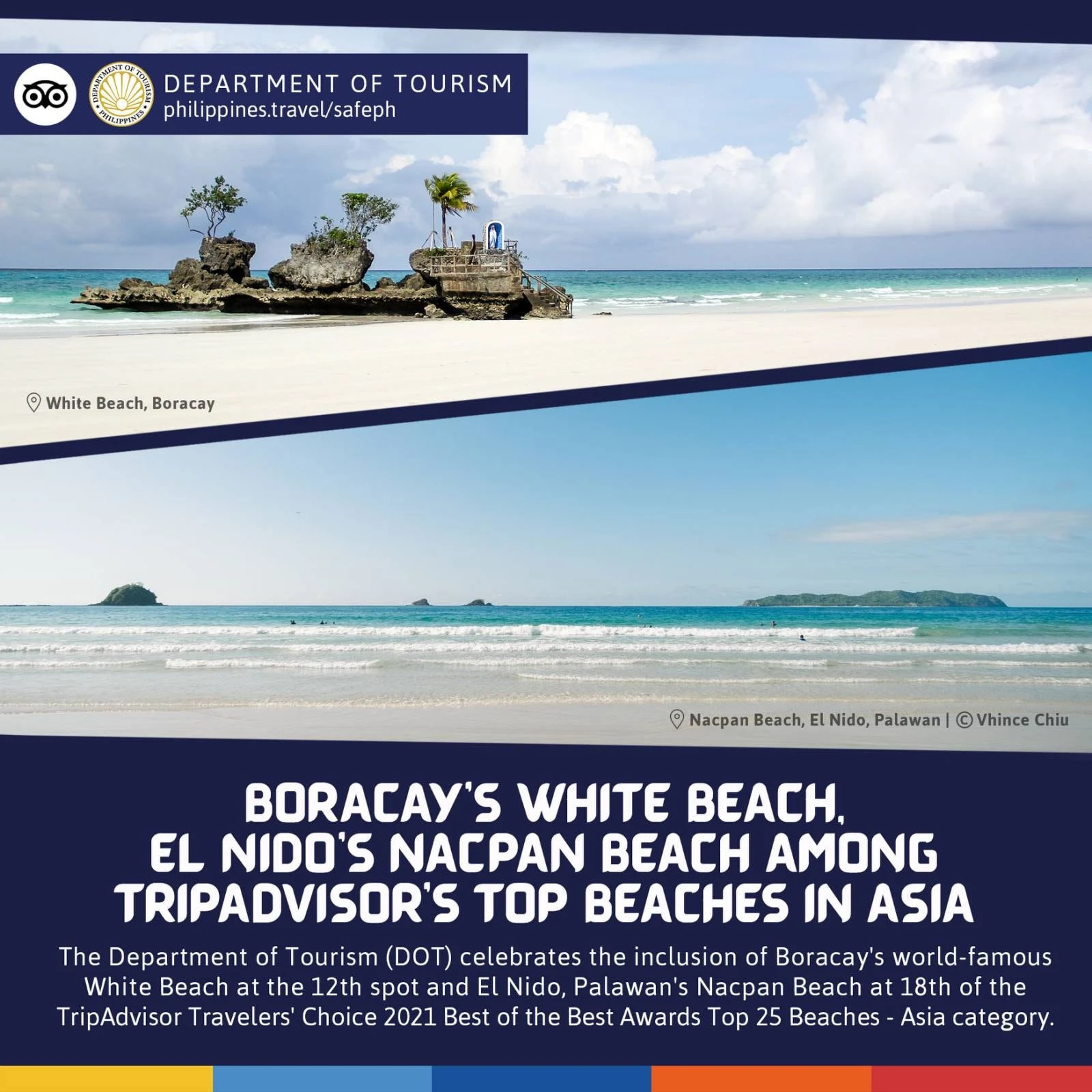 Tripadvisor's Top Beaches in Asia 2021 | Boracay's White Beach, El Nido's Nacpan Beach Made It on the List!