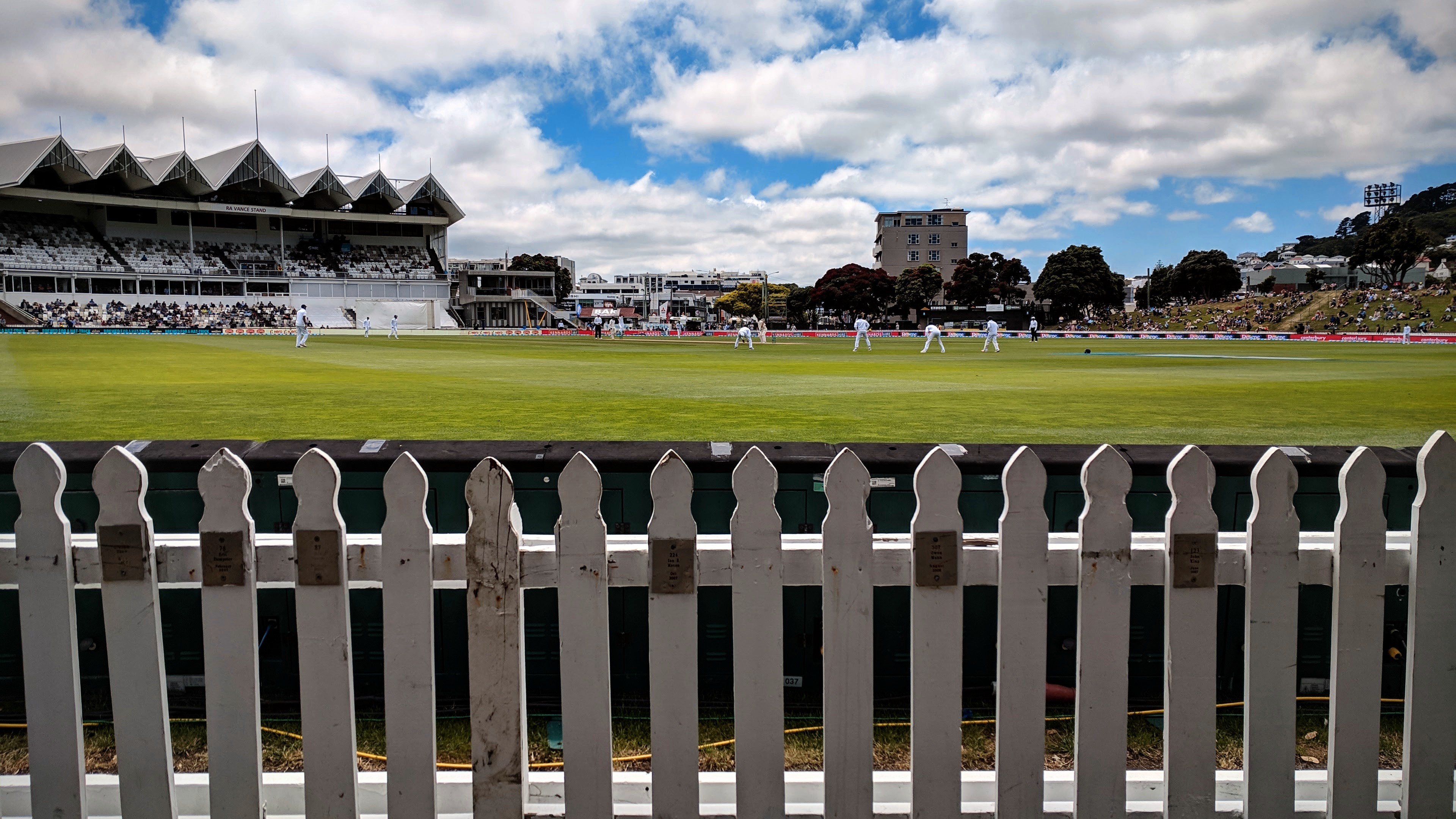 The white picket fence that surrounds the Basin Reserve ground