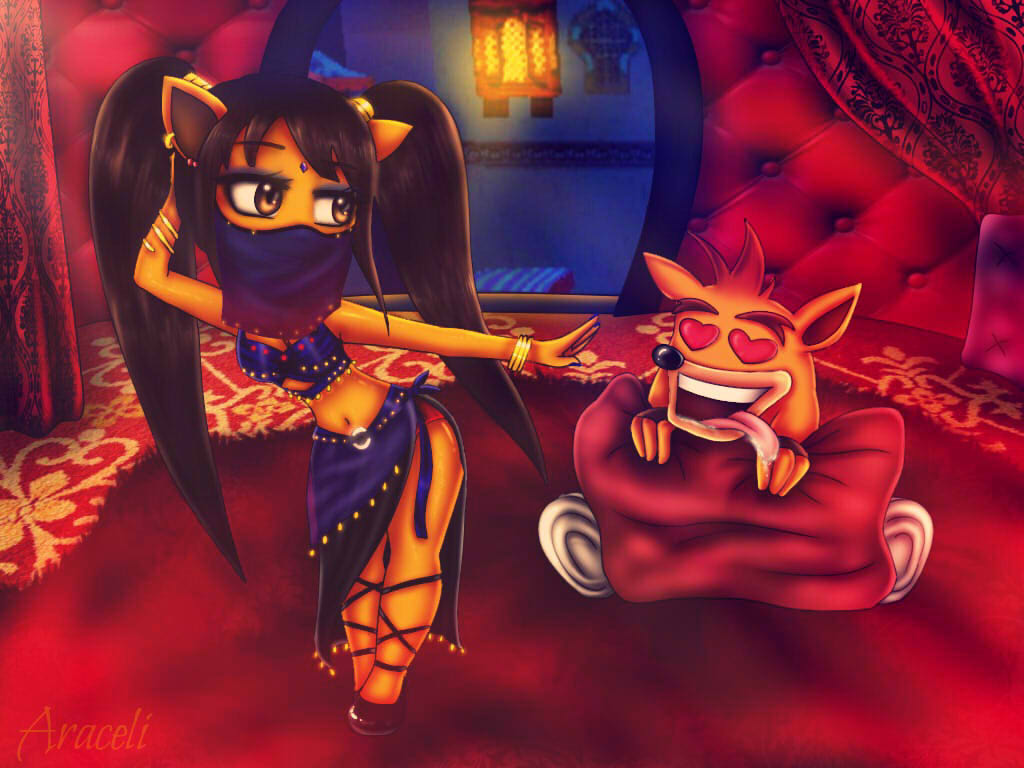 Crash Bandicoot and his villain girlfriend, Ara.
