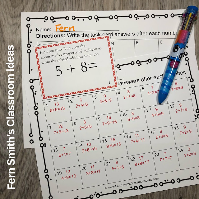 Click Here For These 3rd Grade Go Math 1.1 Commutative Property of Addition Number Patterns Task Cards #FernSmithsClassroomIdeas