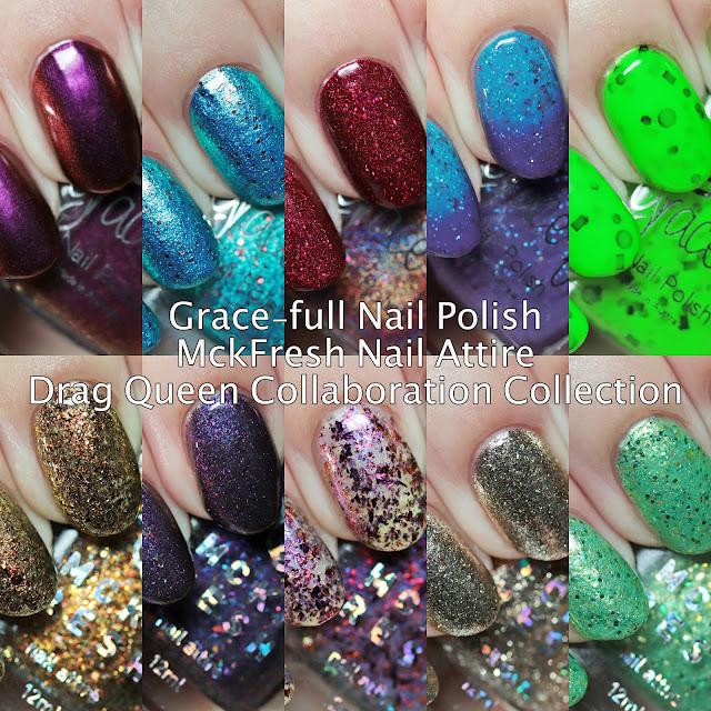 The Polished Hippy Grace Full Nail Polish And Mckfresh Nail Attire Cayergory Is Drag Queen Collaboration Collection Swatches And Review