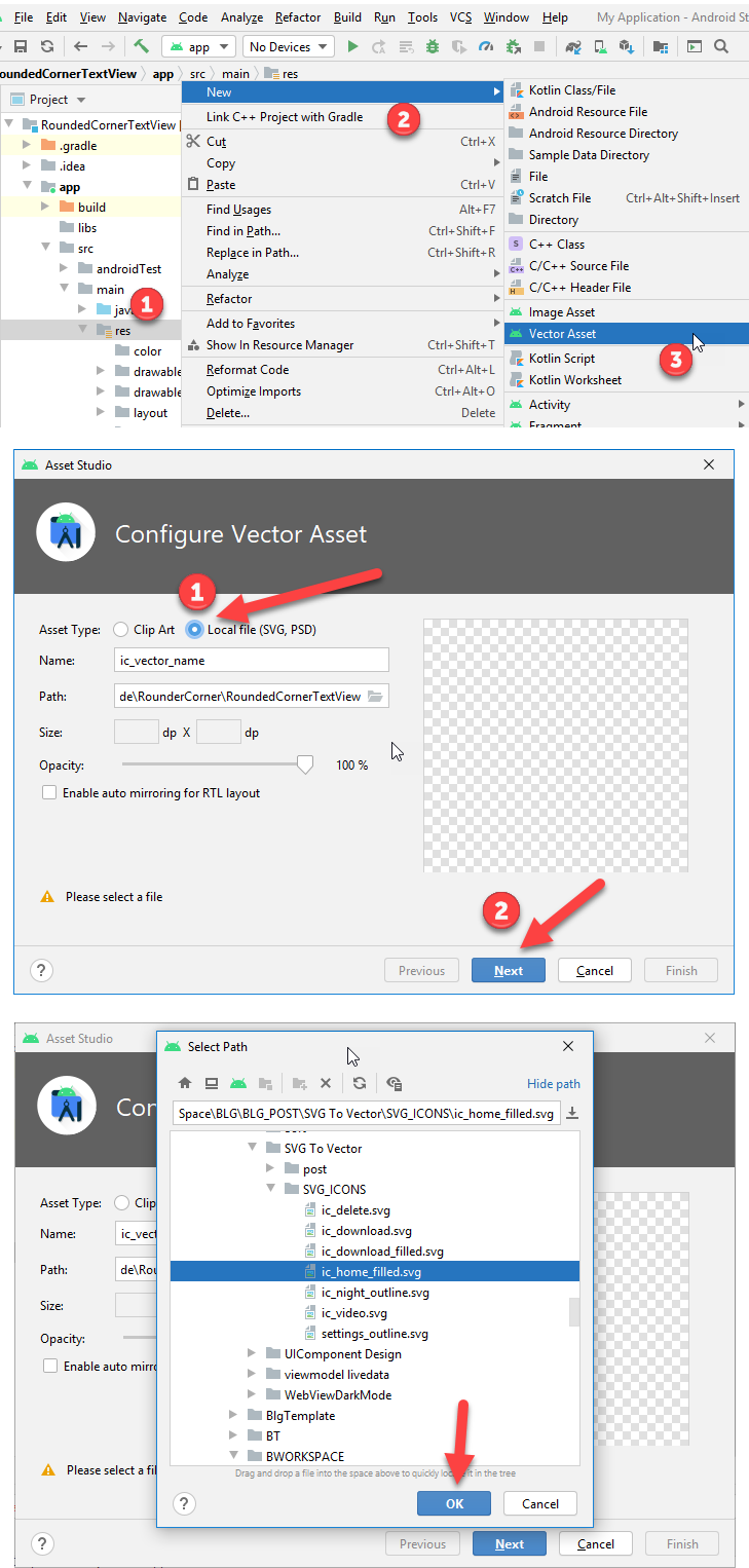TutorialsBuzz Convert SVG to Vector Drawable In Android Studio