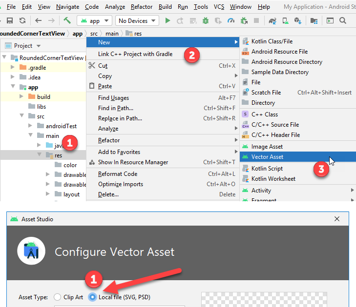 TutorialsBuzz Convert SVG to Vector Drawable In Android Studio