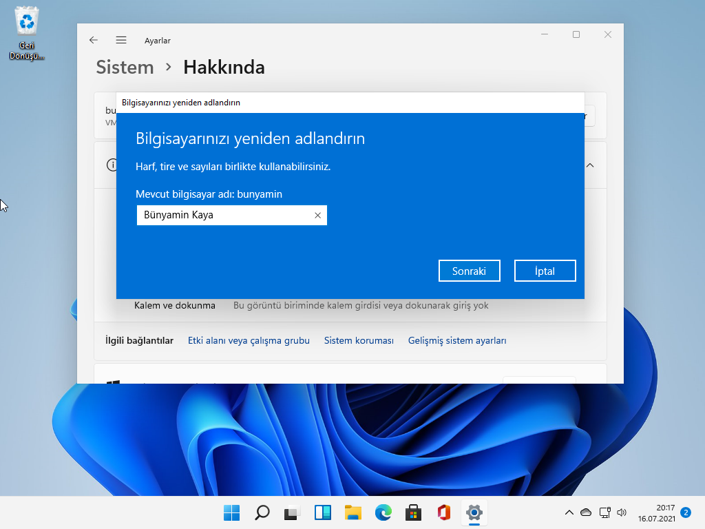 Windows 11'de bilgisayar adı nasıl değiştirilir 3 Windows%2B11%2B 2021 07 16 20 17 53