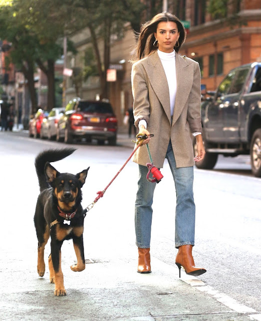 Emily Ratajkowski Clicked Out with Her Dog Columbo in New York 10 Oct-2019