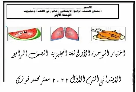 اختبار الوحدة الأولى لغة انجليزية الصف الرابع الابتدائى الترم الأول 2022 مستر محمد فوزى