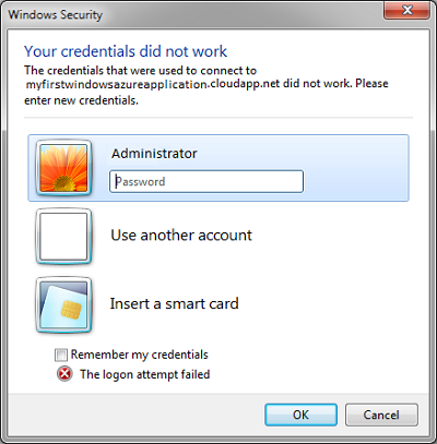 Le tue credenziali non hanno funzionato in Desktop remoto