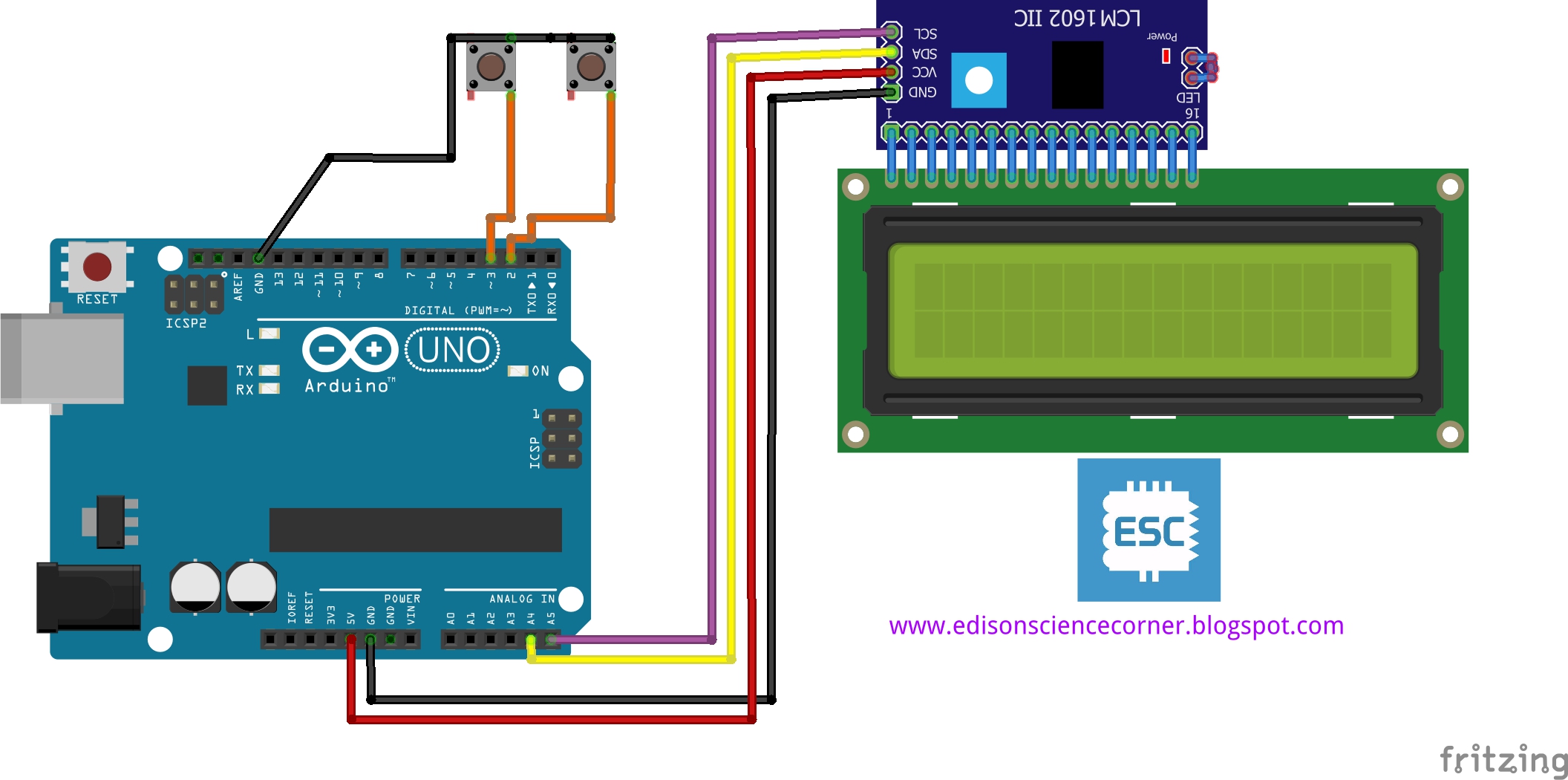 Bi directional counter using arduino and lcd – ESCLabs