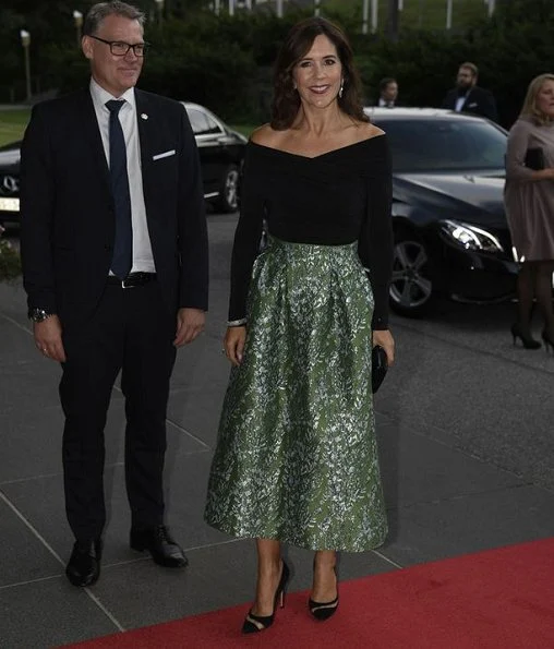 Crown Princess Mary wore H&M Skirt from H&M Conscious Exclusive Collection and Gianvito Rossi Mesh paneled suede pumps