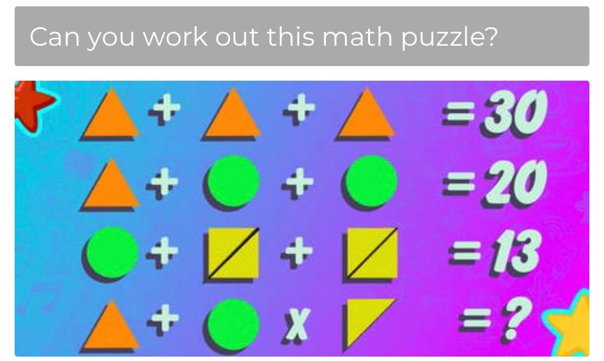 Can You Work Out This Math Puzzle | Triangle Circle Square Puzzle ...