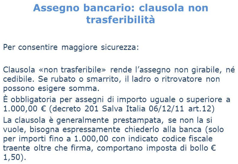 Assegno non trasferibile cosa vuol dire e come versarlo?
