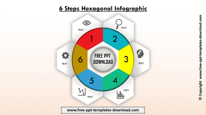 6 Steps Hexagonal Infographics Dark Theme