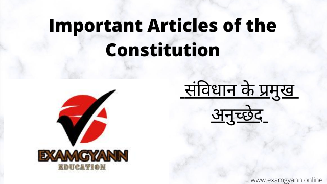 Important Articles of the Constitution