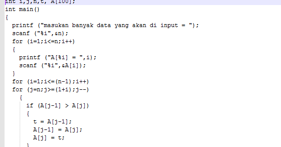 penjelasan notasi algoritma: SORTING DALAM BAHASA C DI PEMROGRAMAN