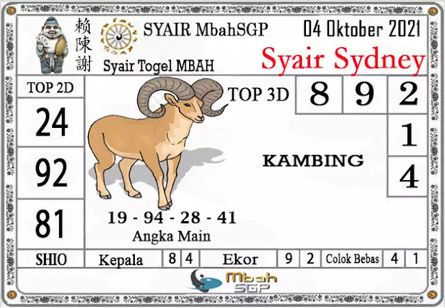 Prediksi Syair Sdy 4 Oktober 2021 Pangkalantoto