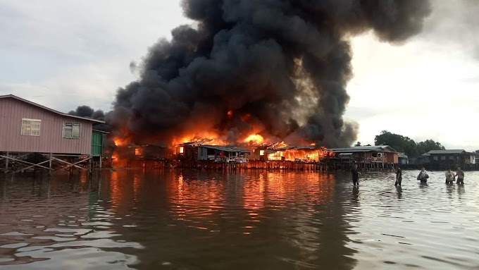30 Rumah Musnah Dalam Kebakaran Di Kg Meruntum, Lok Kawi