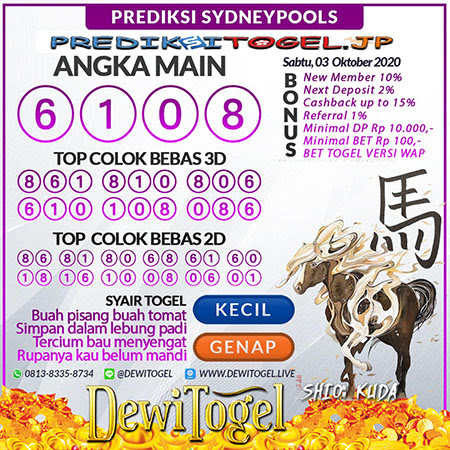 Prediksi Sydney Sabtu 03 Oktober 2020 Sdy Jitu Prediksitogel Jp