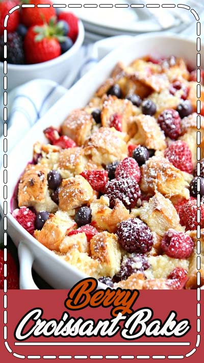 This Berry Croissant Bake combines buttery croissants, cream cheese, eggs, and berries to create the most delicious breakfast bake. Prepare it the night before and just pop it in the oven for an easy overnight breakfast dish everyone will love!This Berry Croissant Bake combines buttery croissants, cream cheese, eggs, and berries to create the most delicious breakfast bake. Prepare it the night before and just pop it in the oven for an easy overnight breakfast dish everyone will love!